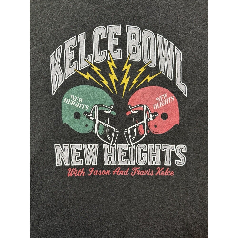 Homage Kelce Bowl New Heights Dark Gray T-Shirt Travis Kelce Jason Kelce Size XL